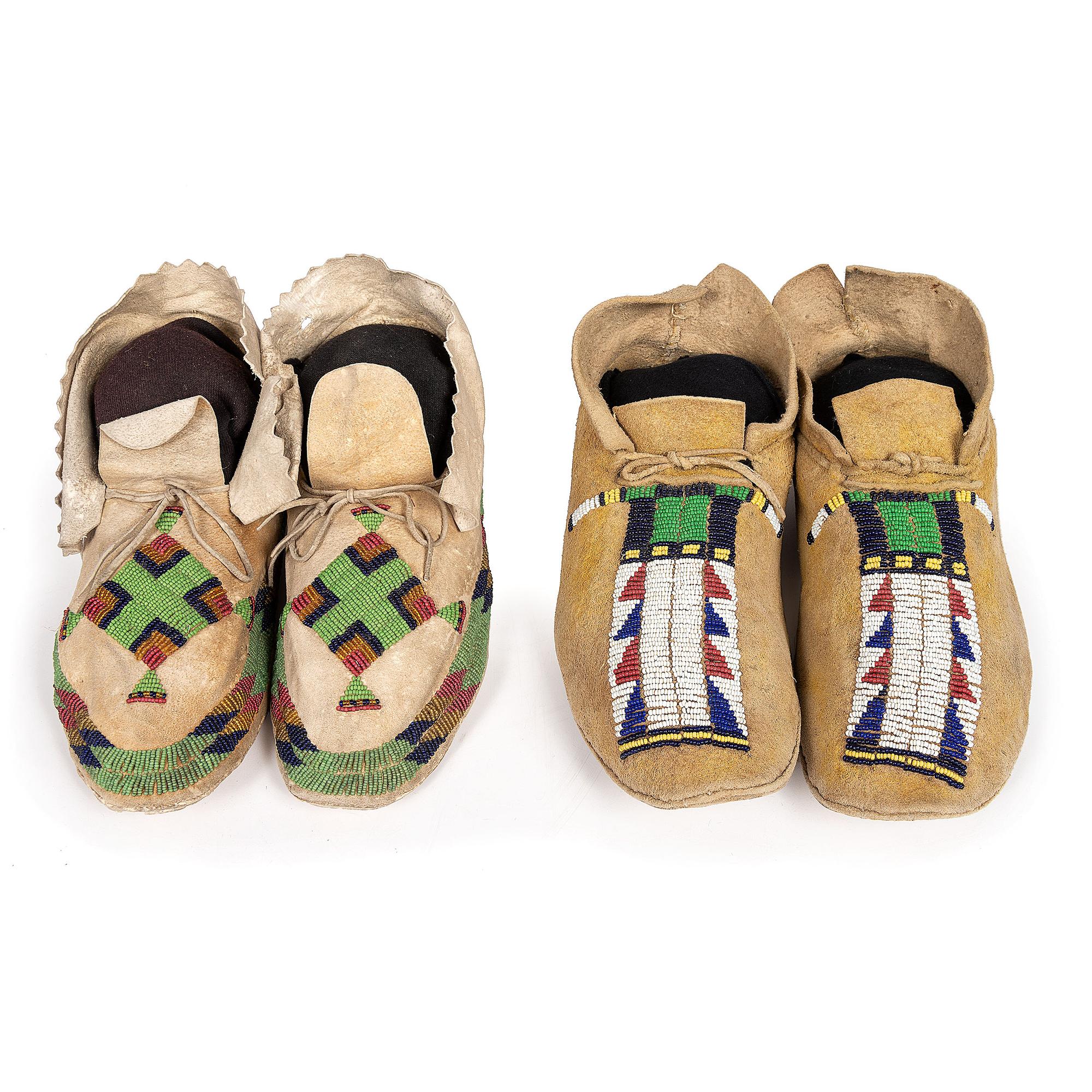 Southern Plains Beaded Hide Moccasins