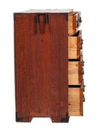 A Japanese Pressed Metal Mounted Tansu Chest