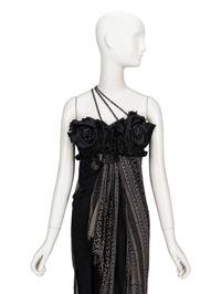 Zandra Rhodes, Black Painted Silk Evening Dress