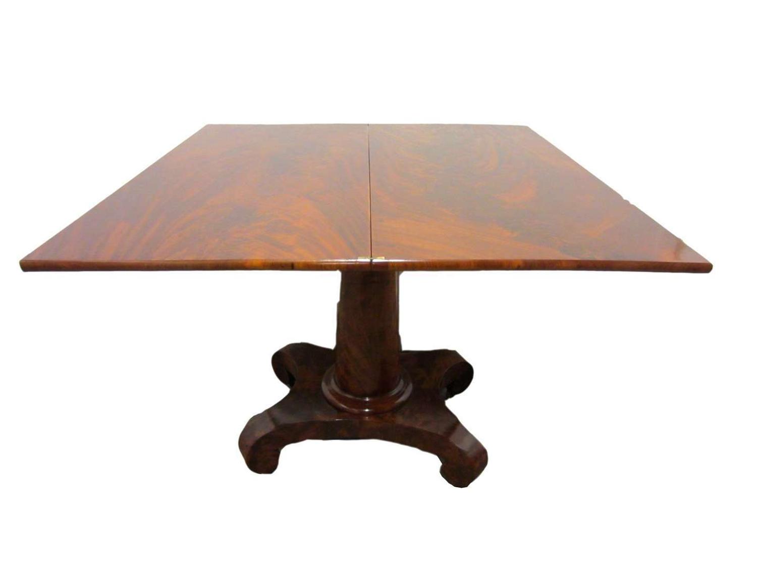 Late Classical flame mahogany and mahogany veneer card table circa 1830