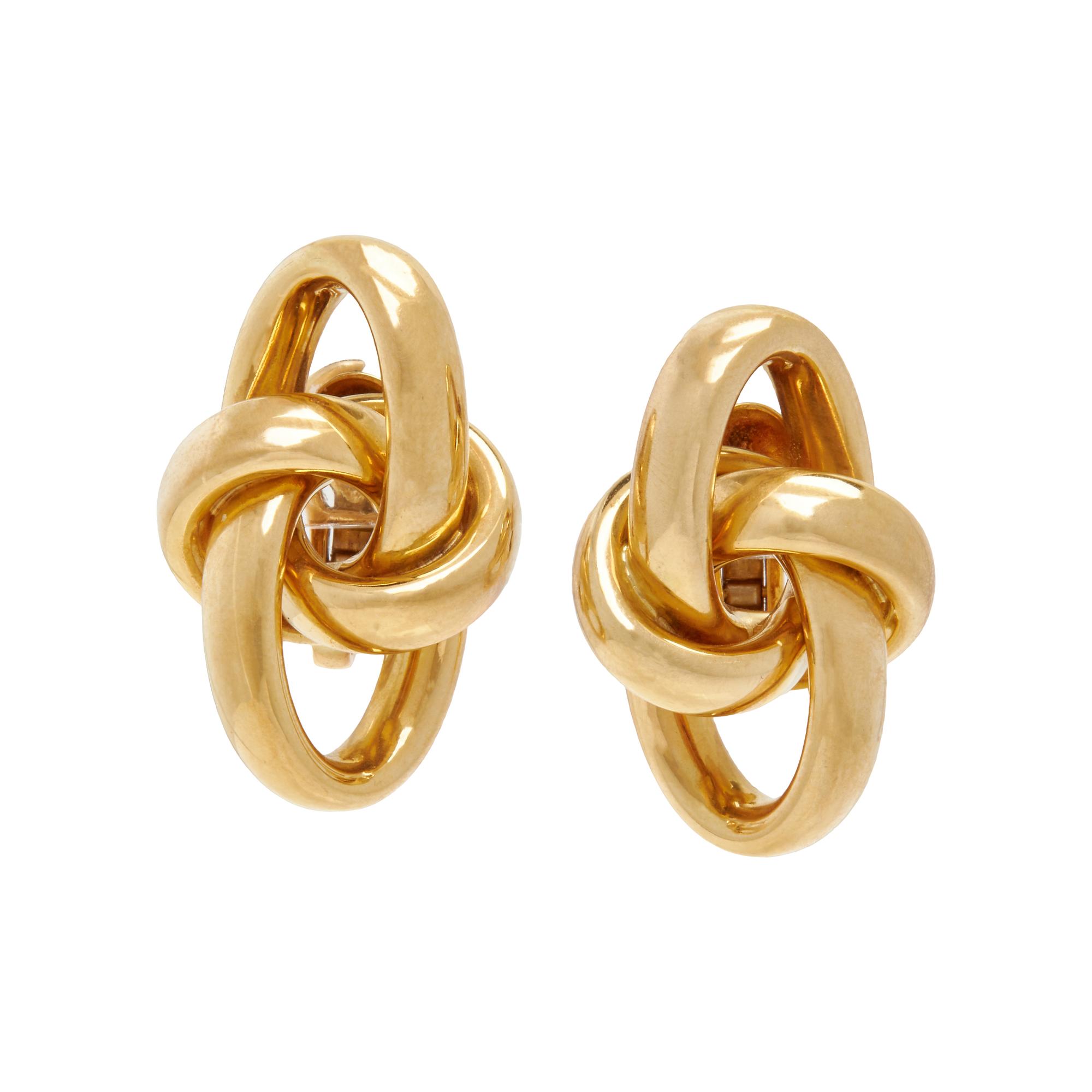 YELLOW GOLD KNOT CLIP EARRINGS
