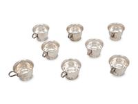A Set of Eight American Silver Teacups
