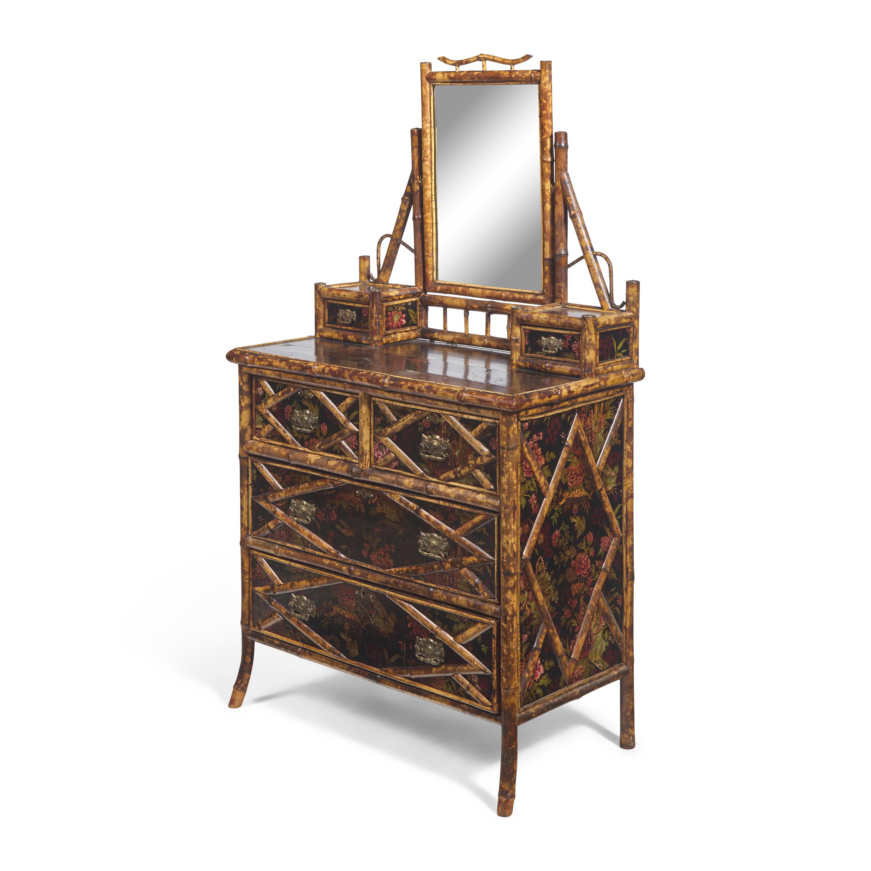 A Victorian Japanesque Bamboo and Lacquer Dressing Table