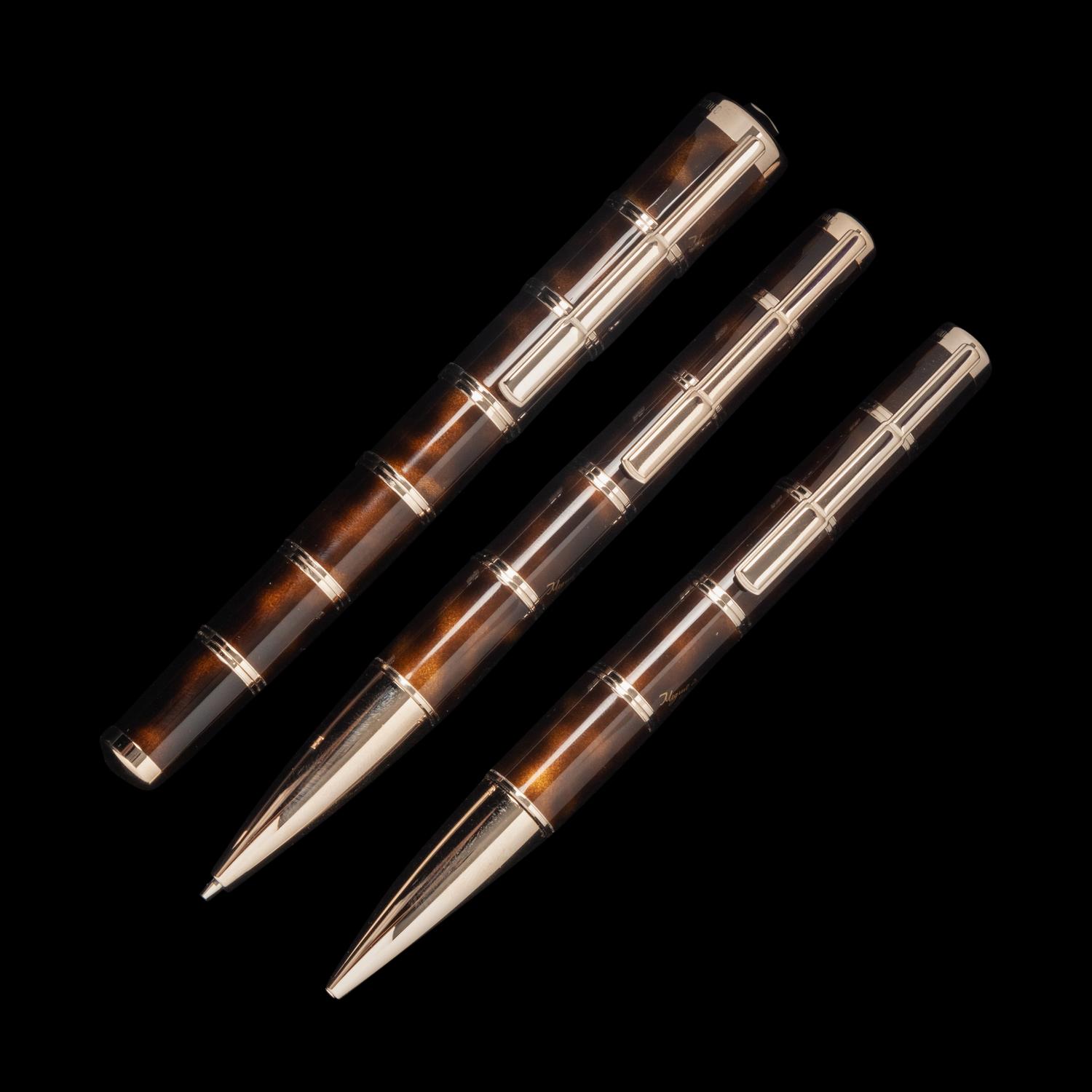 A Montblanc Limited Edition Miguel de Cervantez Fountain Pen, Rollerball Pen and Mechanical Pencil Set