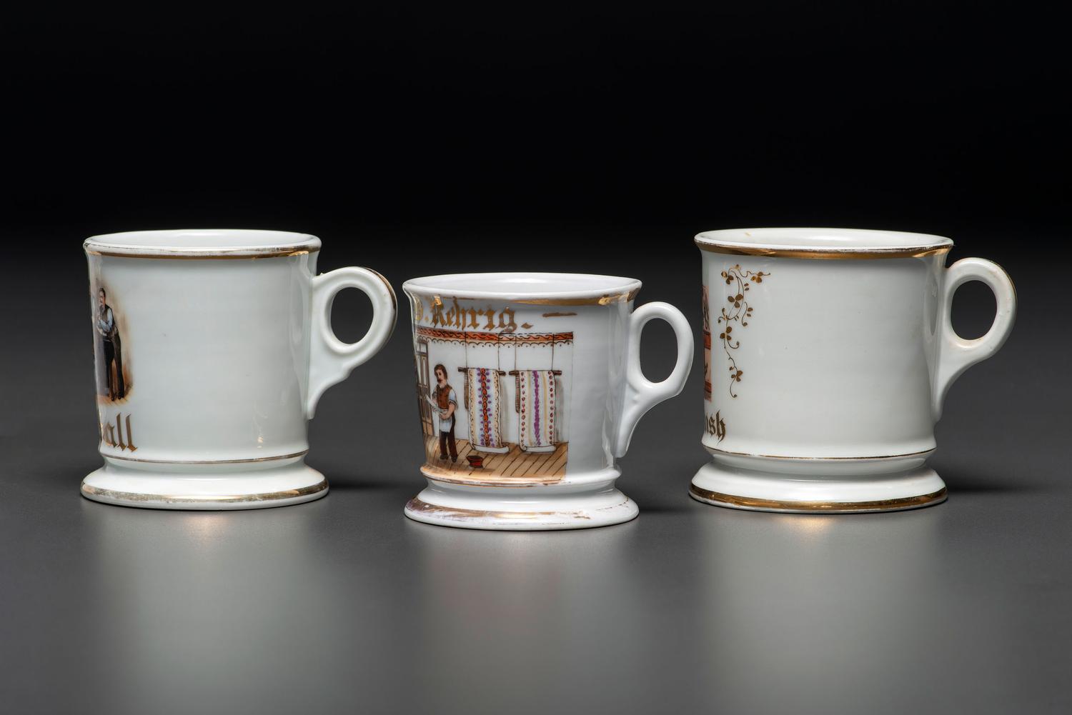 Three Craftsman's Porcelain Occupational Shaving Mugs
