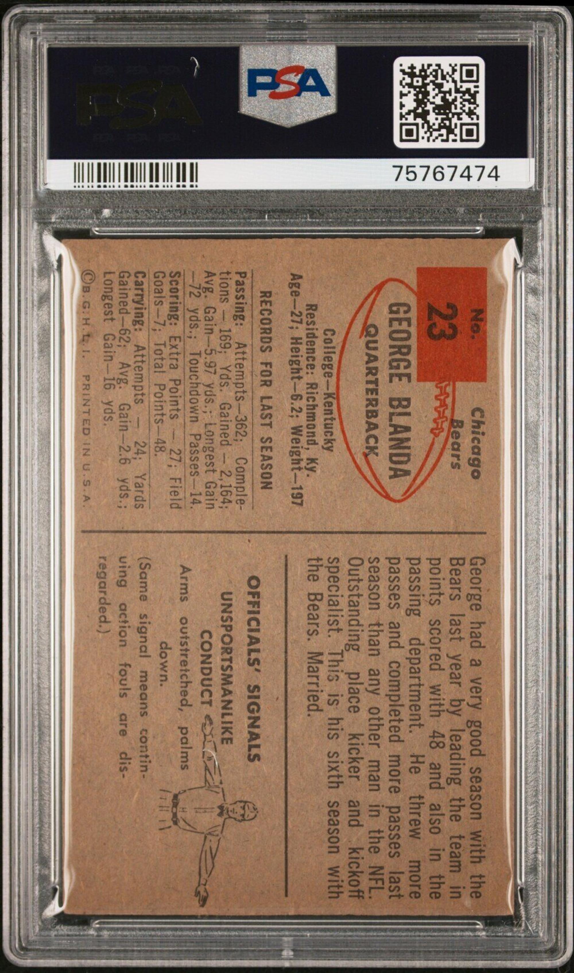 A Group of Chicago Bears Hall of Fame 1954 Bowman PSA Graded Football Cards