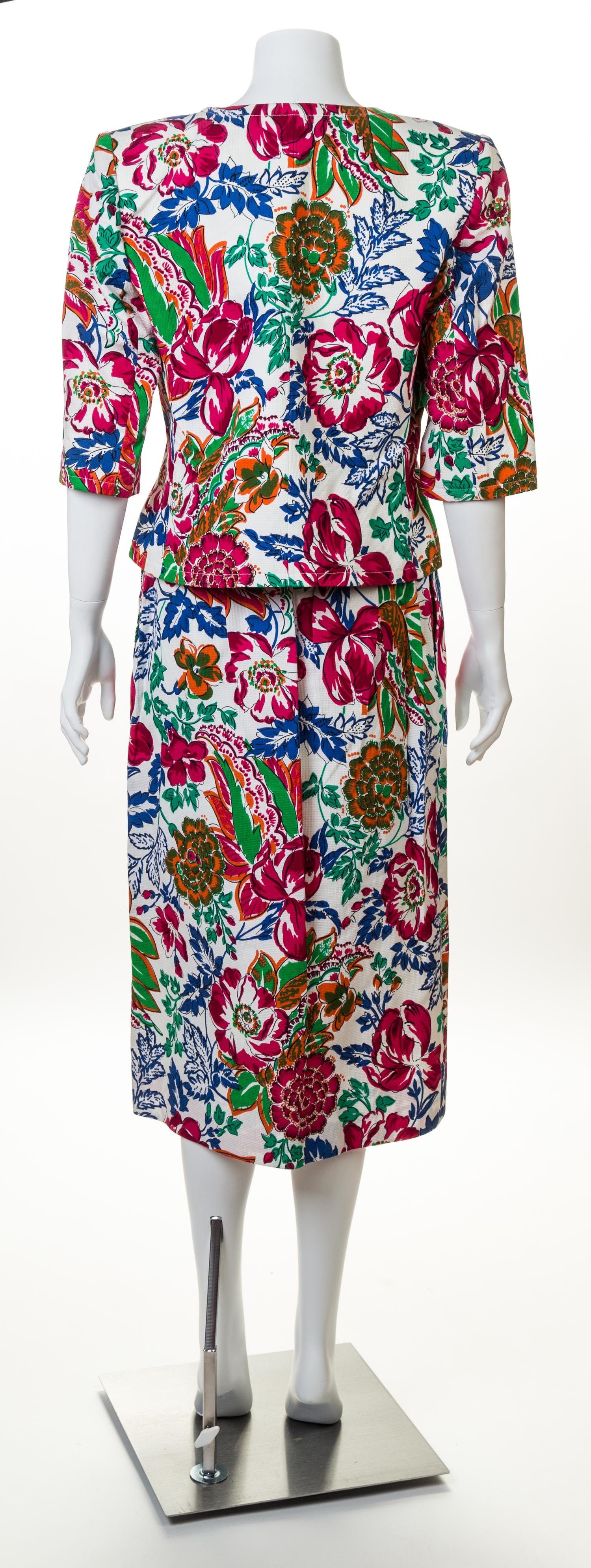 A Givenchy Multicolor Floral Jacket and Skirt Set, No size.