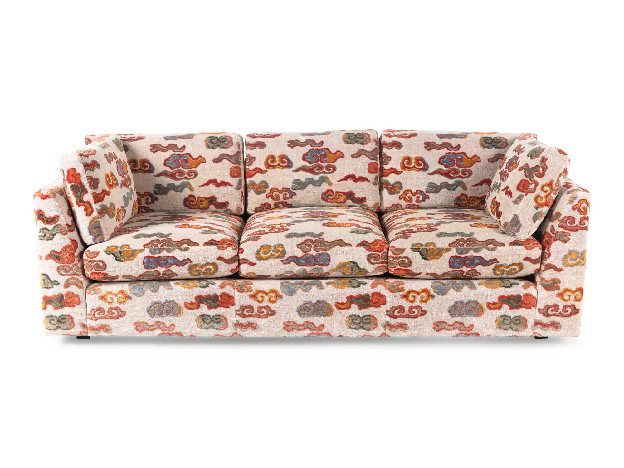 A Pair of Custom Upholstered Three-Cushion Sofas