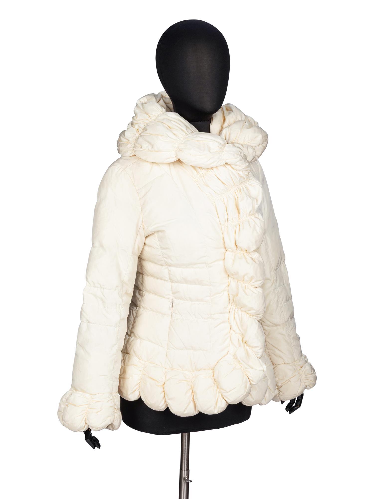 Moncler, Scallop-Edge Cream Puffer Jacket