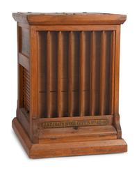 A J. & P. Coats Stenciled Oak Spool Cabinet