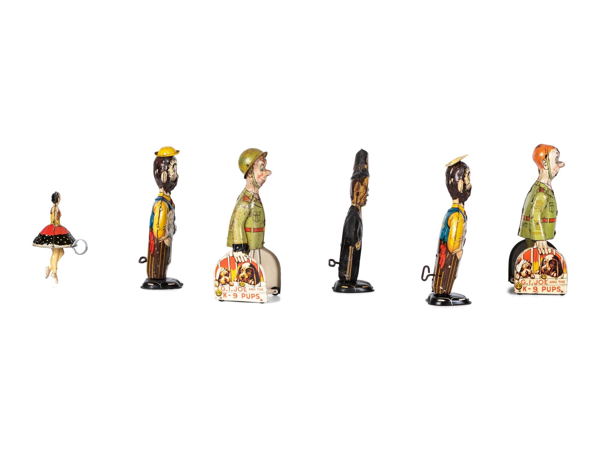 Five Tin Lithograph Figural Windup Toys