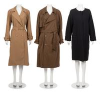 Three Designer Outerwear Pieces: One The Row Trench, One Gucci Trench, and One Armani Knit Jacket