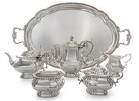 An American Silver Tea and Coffee Service, Gorham Mfg. Co., Providence, RI, comprising a teapot, a coffee pot, a creamer, a covered sug