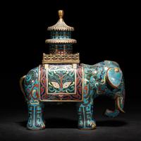 A Chinese Cloisonne Enamel Elephant-Form Incense Burner