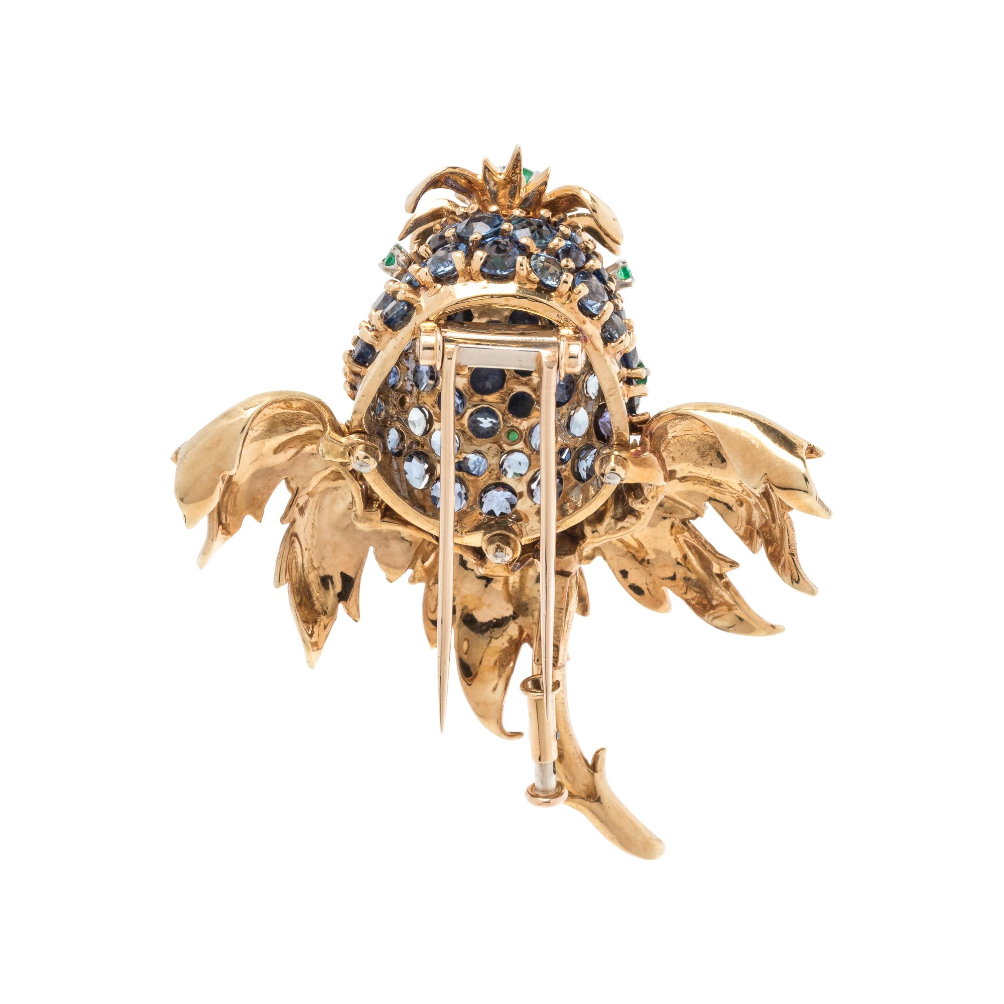 TIFFANY & CO, SCHLUMBERGER, SAPPHIRE, EMERALD 'PINEAPPLE' BROOCH