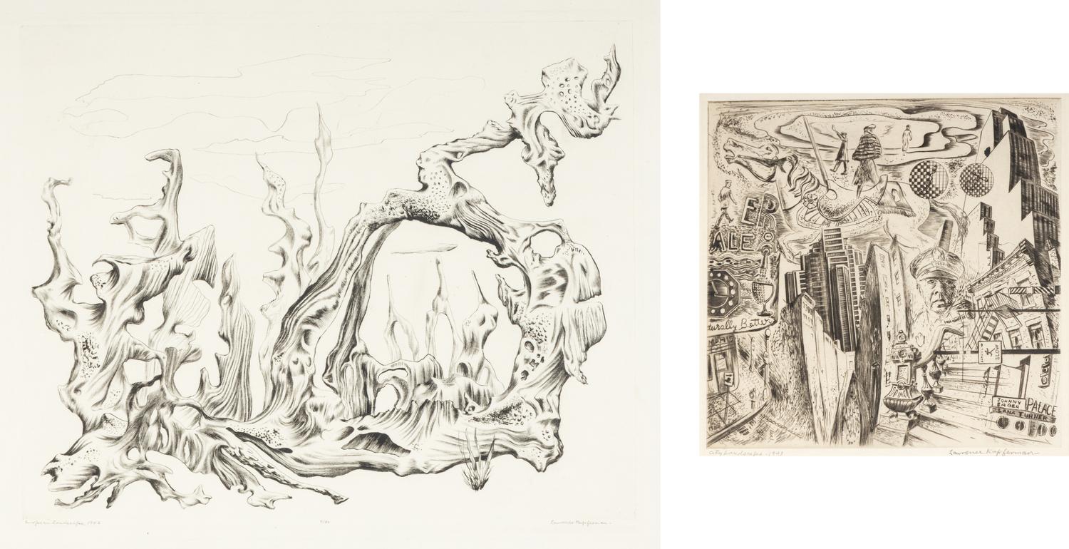 European Landscape , 1942 and City Landscape , 1943 (two works)