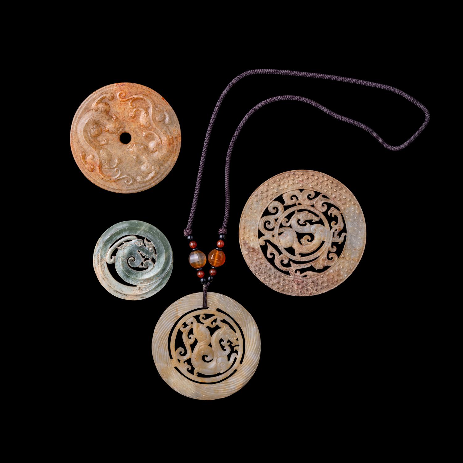 Four Chinese Archaic Style Jade Bi Discs