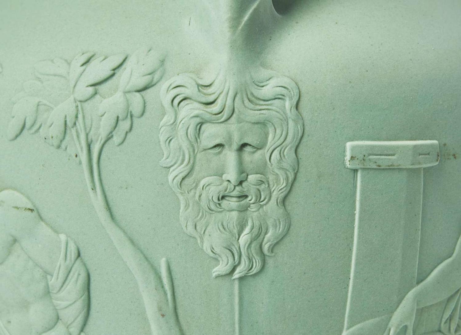 A Wedgwood Solid Green Stoneware Portland Vase, UK, mid-19th century