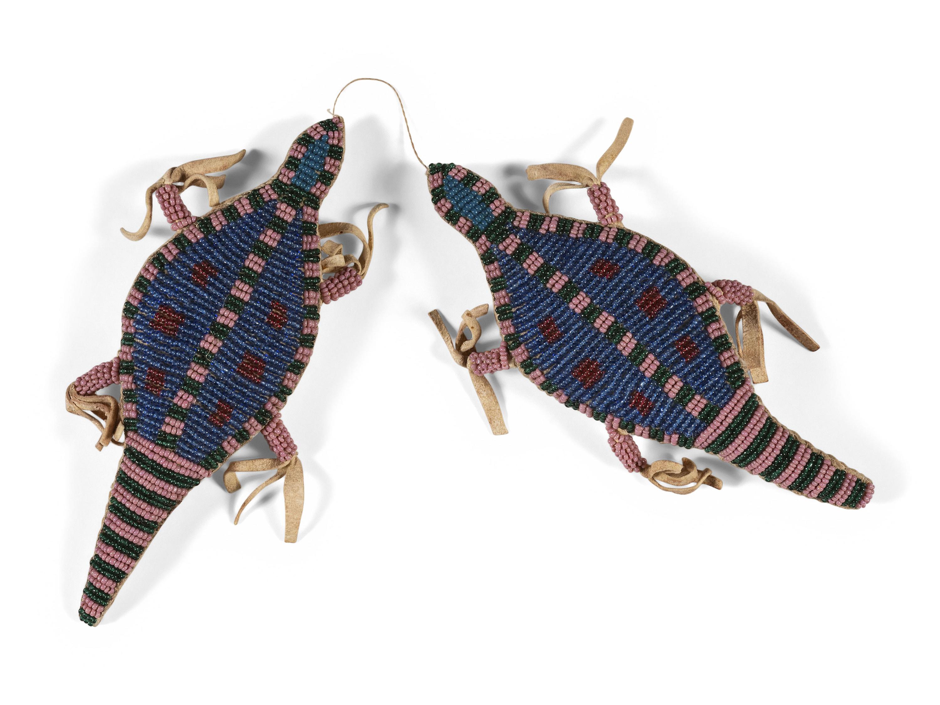 Contemporary Plains Beaded Umbilical Cord Fetishes, Pair