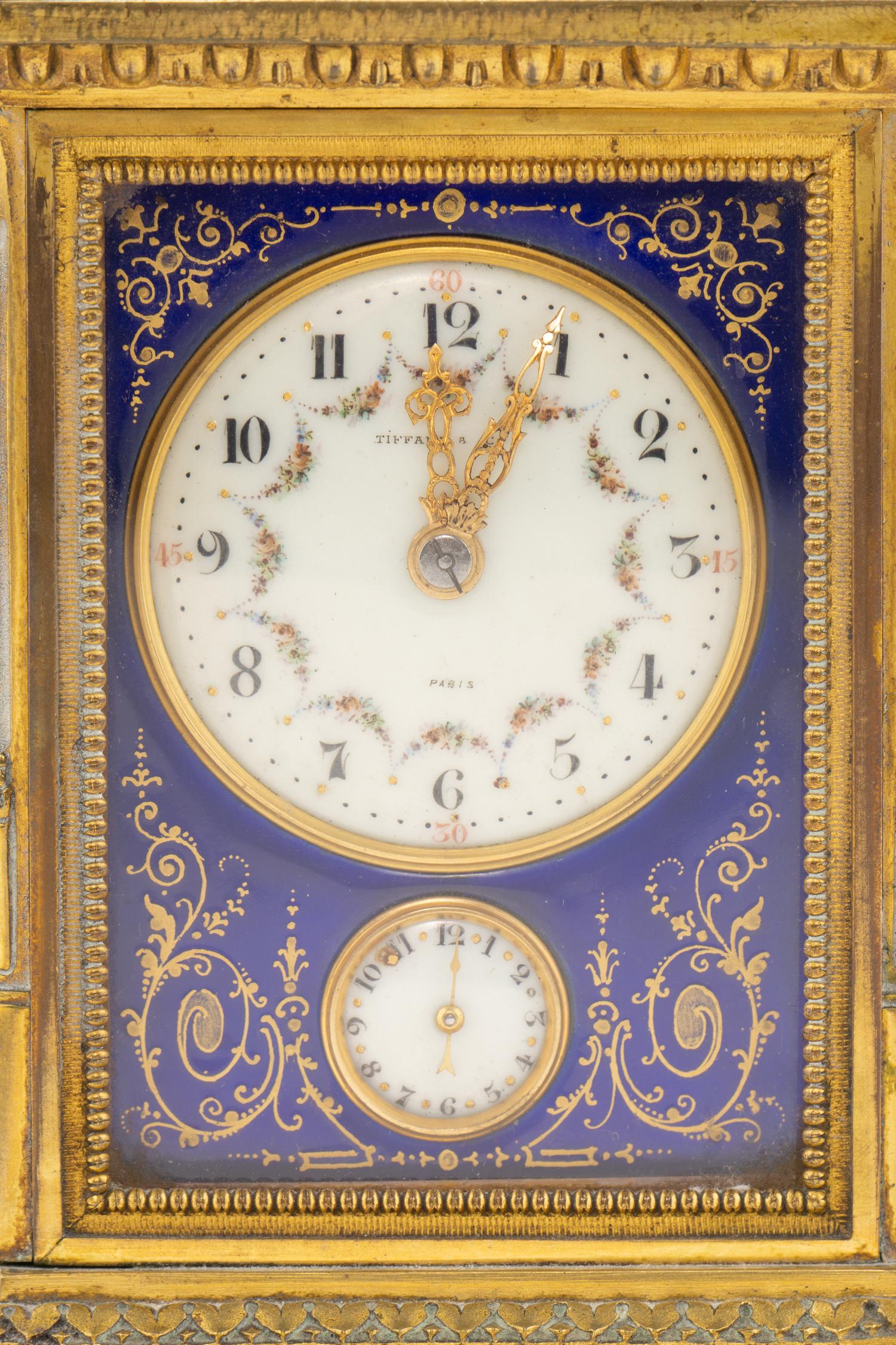 A French Gilt Bronze, Enamel and Miniature Portrait-Inset Repeating Carriage Clock