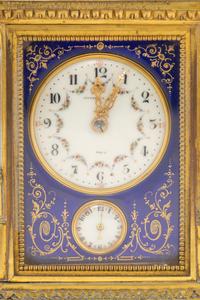 A French Gilt Bronze, Enamel and Miniature Portrait-Inset Repeating Carriage Clock