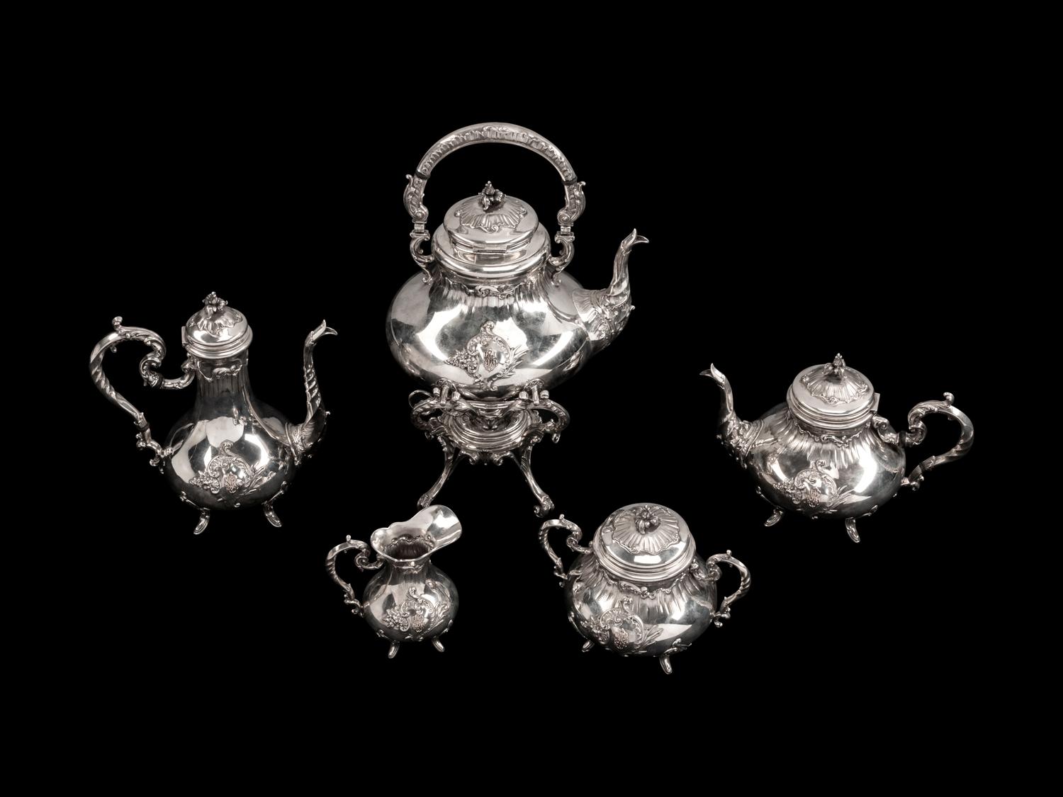 A Continental Silver Five-Piece Tea and Coffee Service