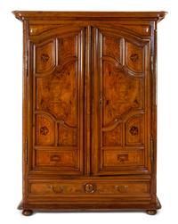 A French Provincial Marquetry Armoire Height 95 x width 69 x depth 24 inches. — LATE 18TH/EARLY 19TH CENTURY
