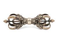 A Large Tibetan Silver Five-Pronged Vajra Dorje