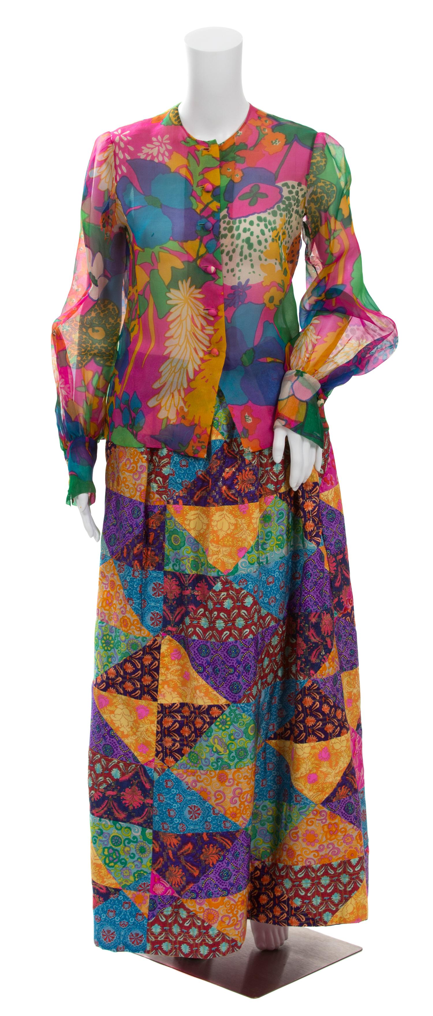 An Yves Saint Laurent Silk Patchwork Evening Skirt, No size.