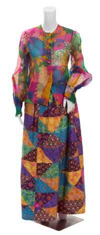An Yves Saint Laurent Silk Patchwork Evening Skirt, No size.