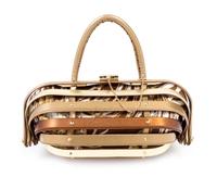 Salvatore Ferragamo Gold and Bronze Leather "Cage" Handbag, 1990-2000s 12" x 6" x 5"; Handle drop: 4"
