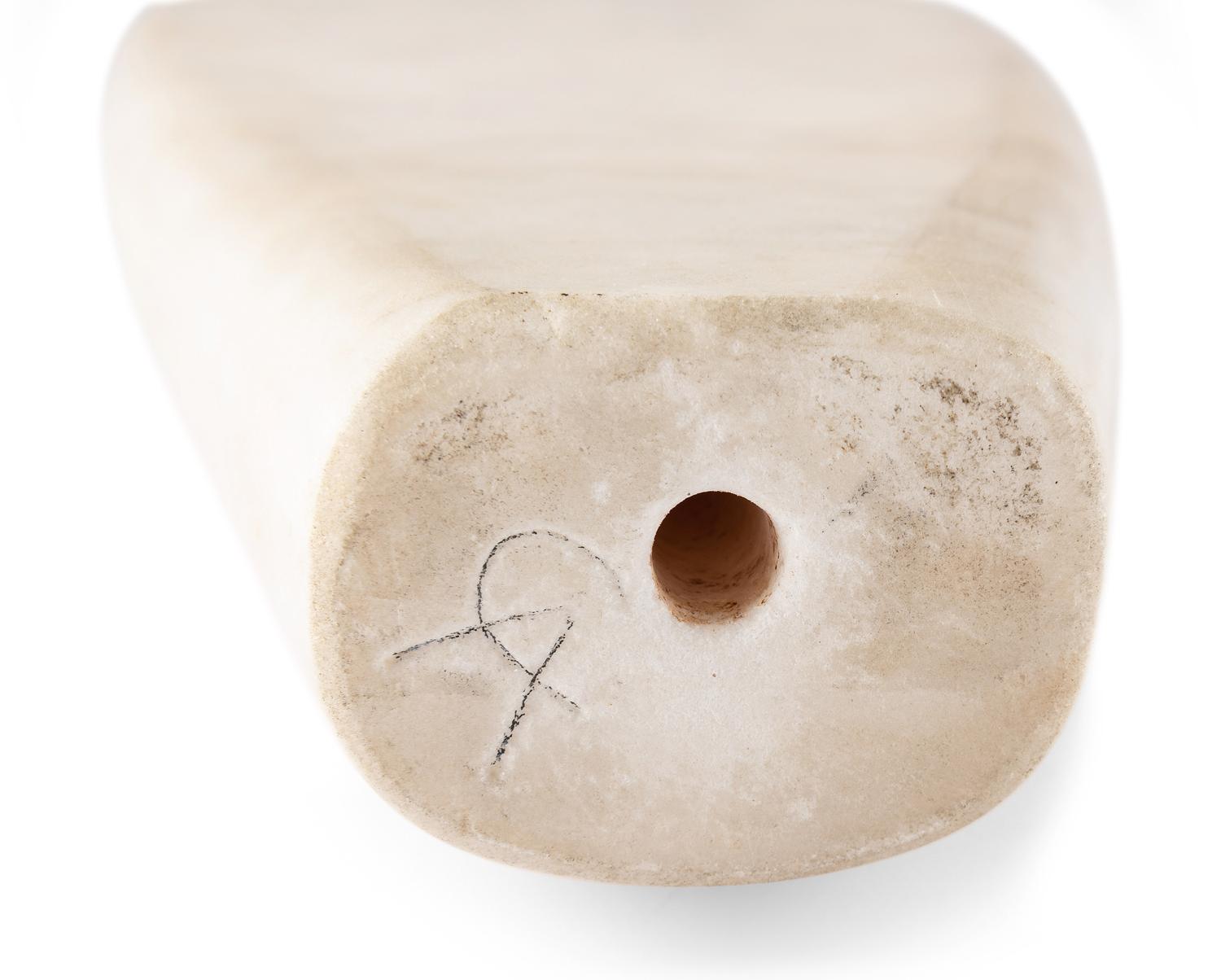 A White Marble Owl Sculpture