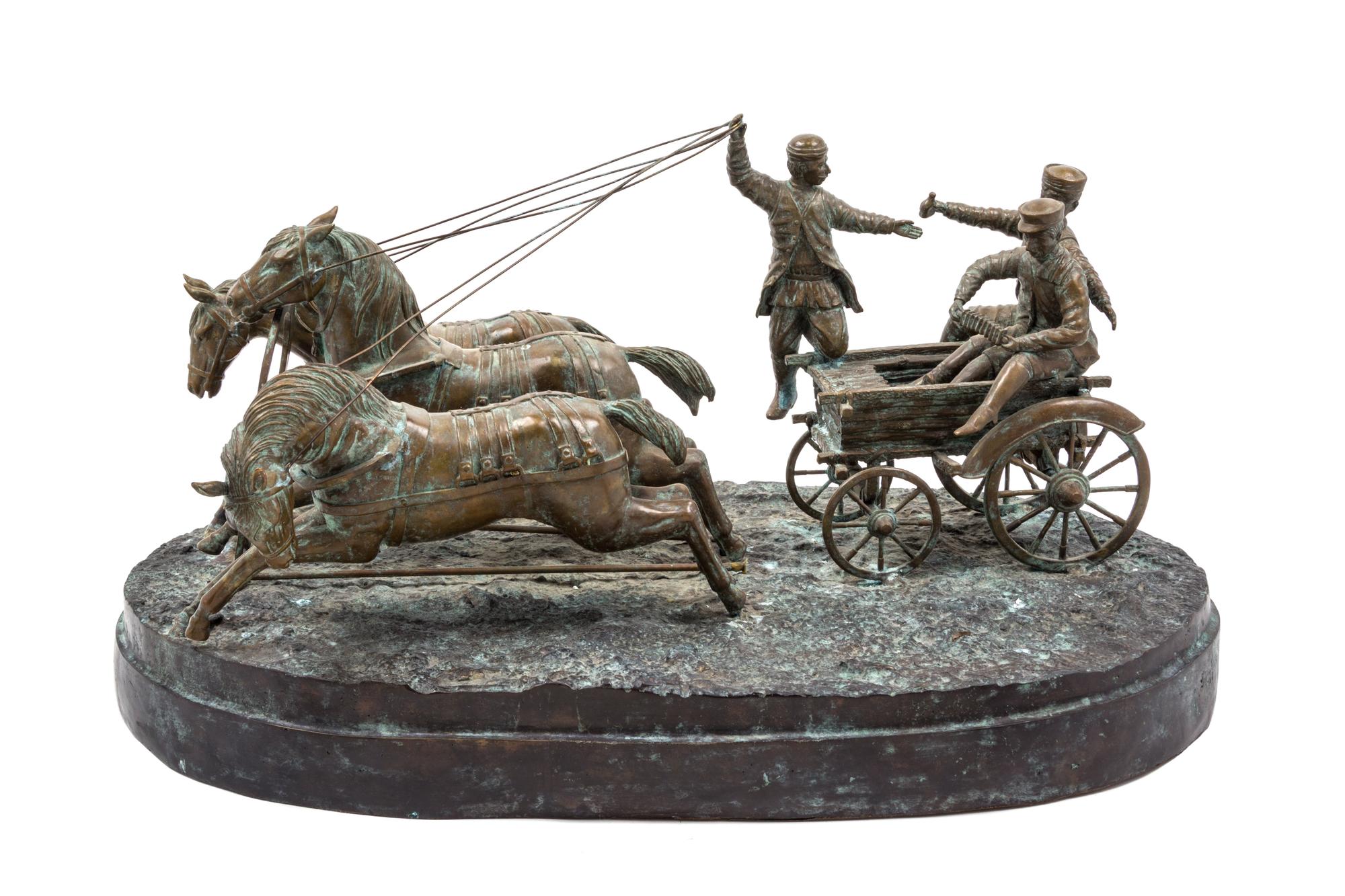 A Continental Bronze Figural Group Width 27 1/2 inches.