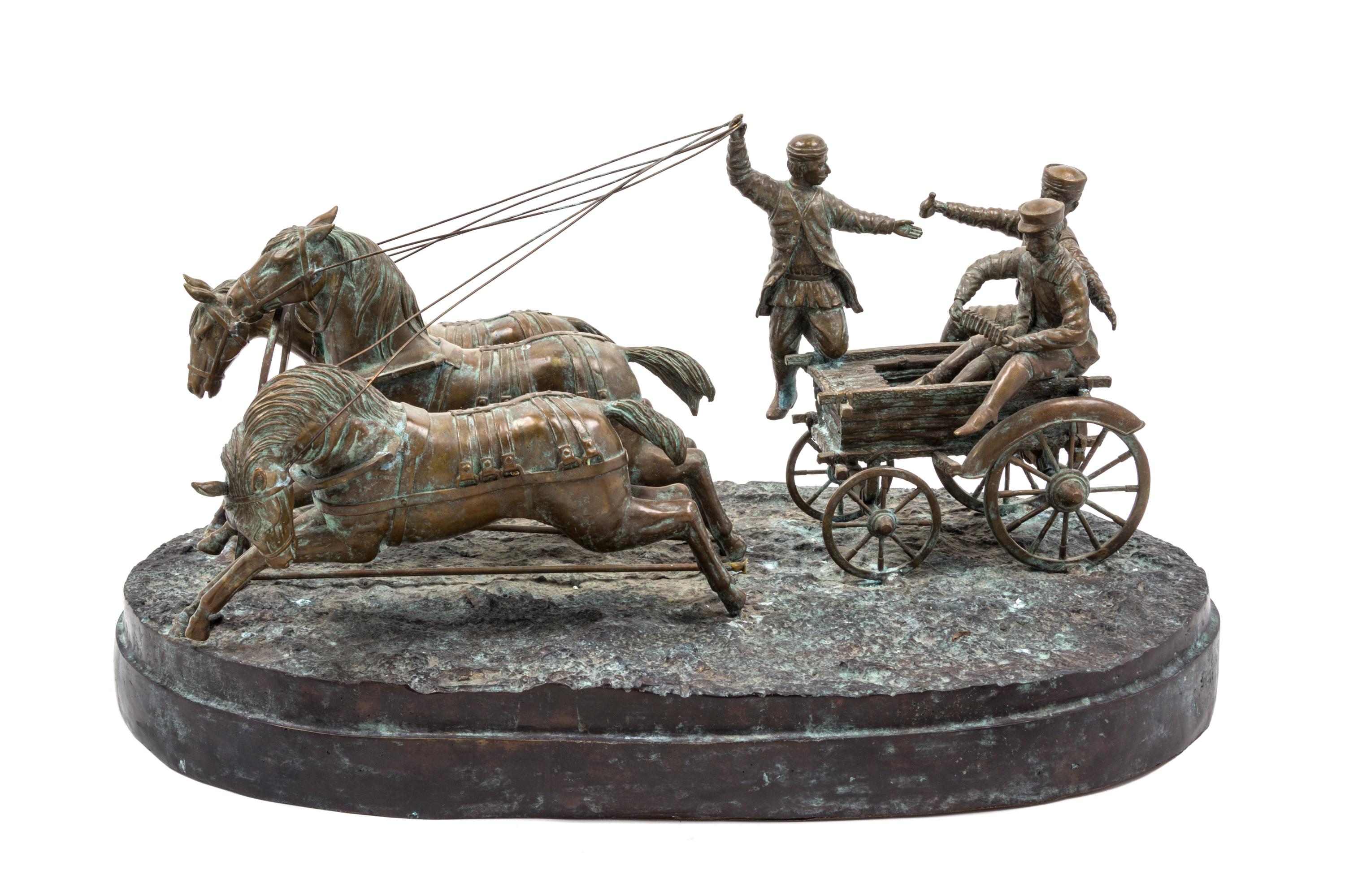 A Continental Bronze Figural Group Width 27 1/2 inches.