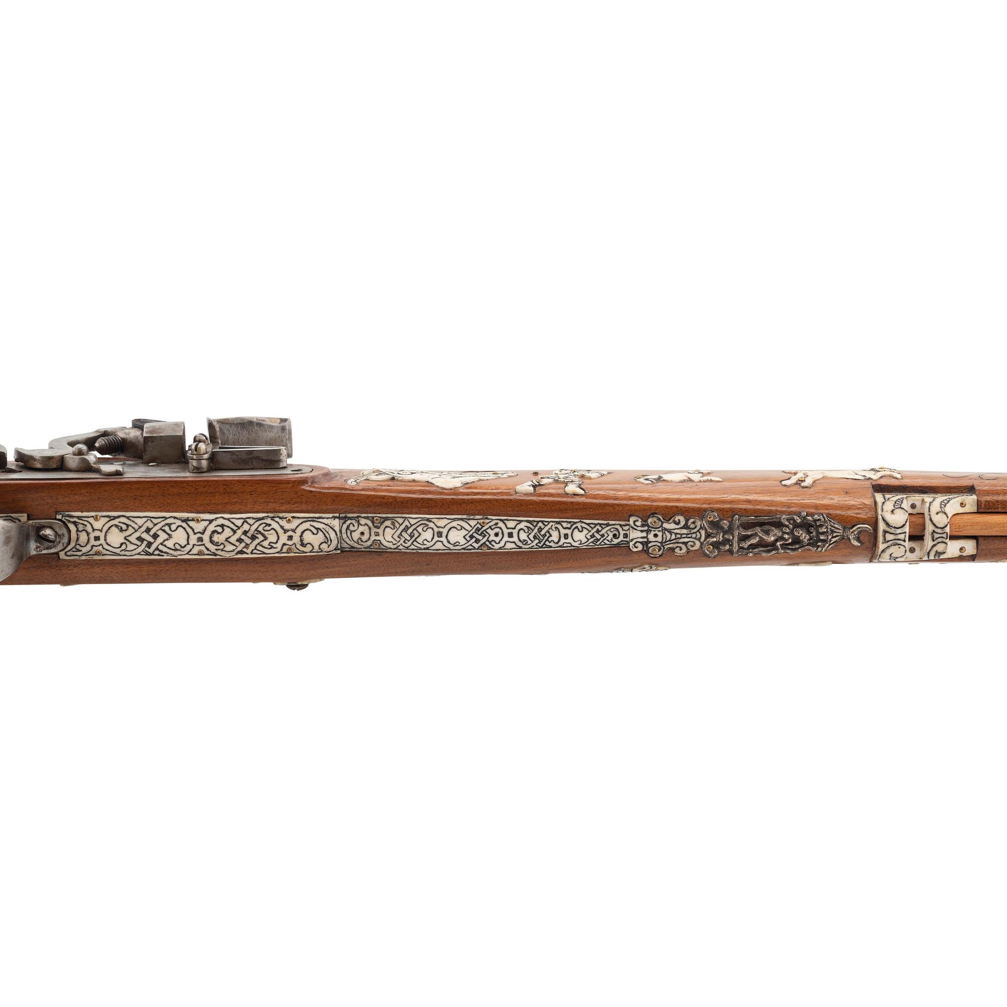 Contemporary Flintlock Musket with Folkloric Hunting Motifs