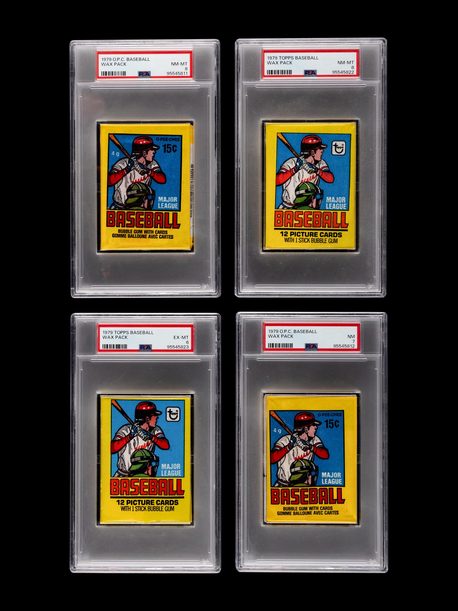 A Group of Four PSA Graded 1979 O-Pee-Chee Baseball Wax Packs