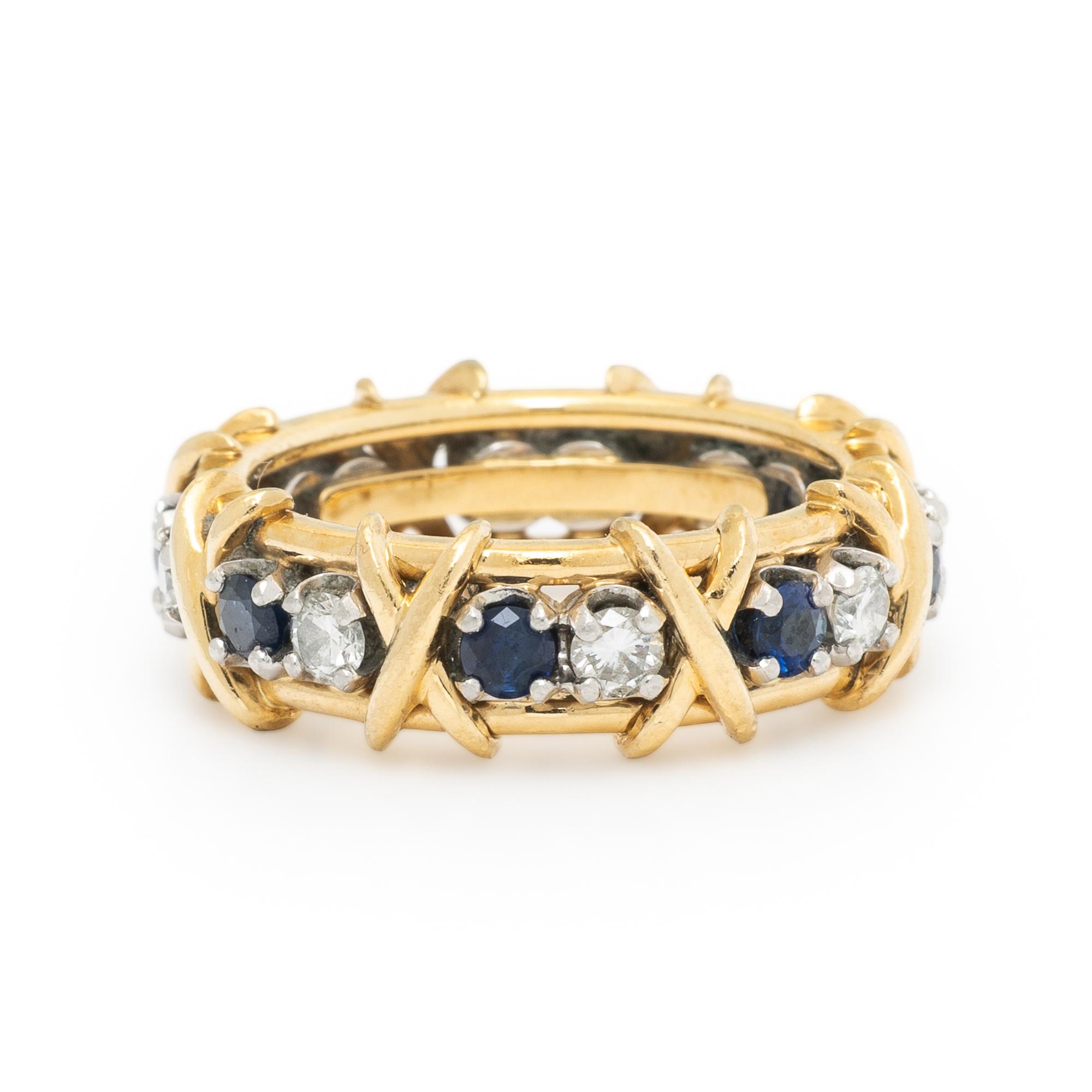 TIFFANY & CO., SCHLUMBERGER, SAPPHIRE AND DIAMOND 'SIXTEEN STONE' RING