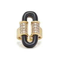 YELLOW GOLD, DIAMOND AND ONYX RING