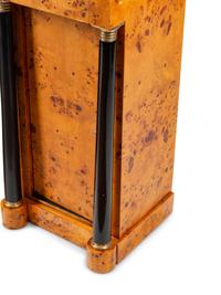 A Pair of Empire Style Part-Ebonized Burlwood Marble-Top Side Cabinets