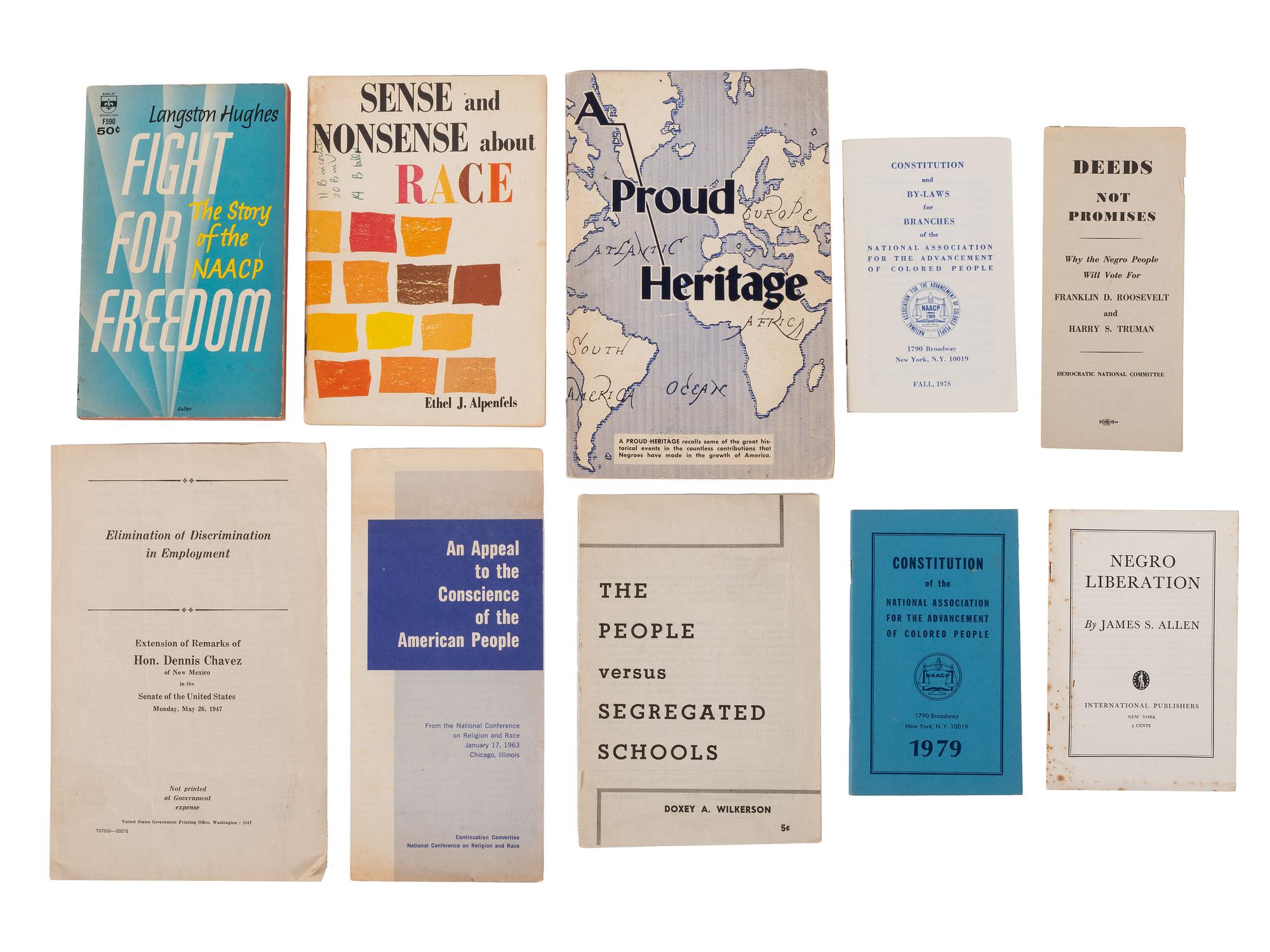 [CIVIL RIGHTS]. Large group of pamphlets, books, & publications ca 1940s-1970s.