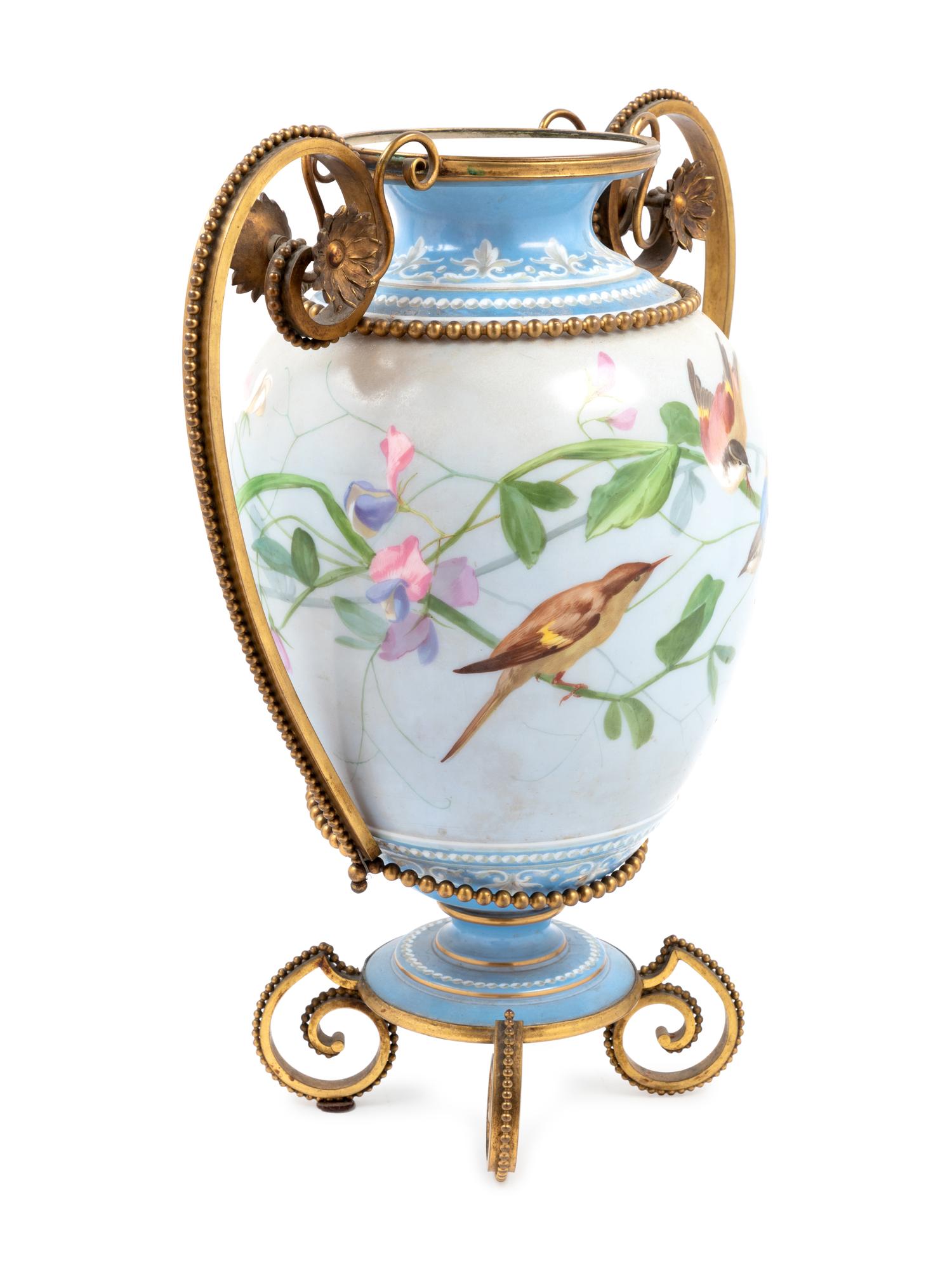A Bristol Gilt Metal Mounted Enameled Glass Vase