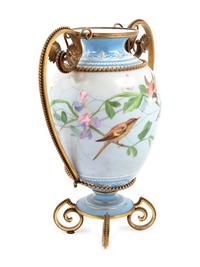 A Bristol Gilt Metal Mounted Enameled Glass Vase