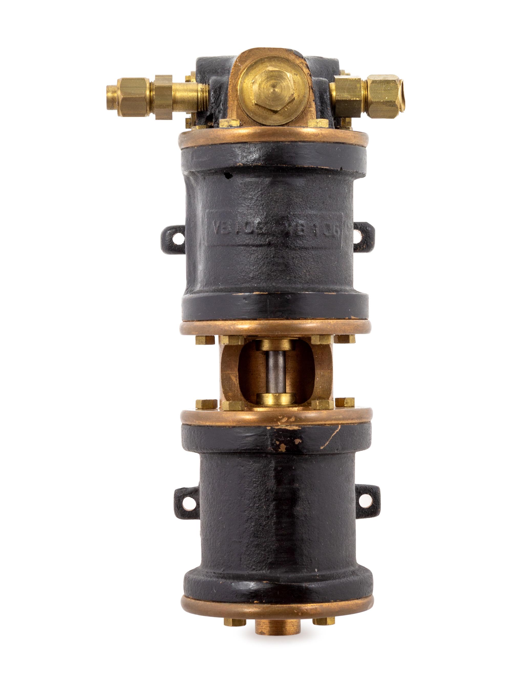 A Brass Two-Stroke Steam Engine and Flywheel Demonstration Model
