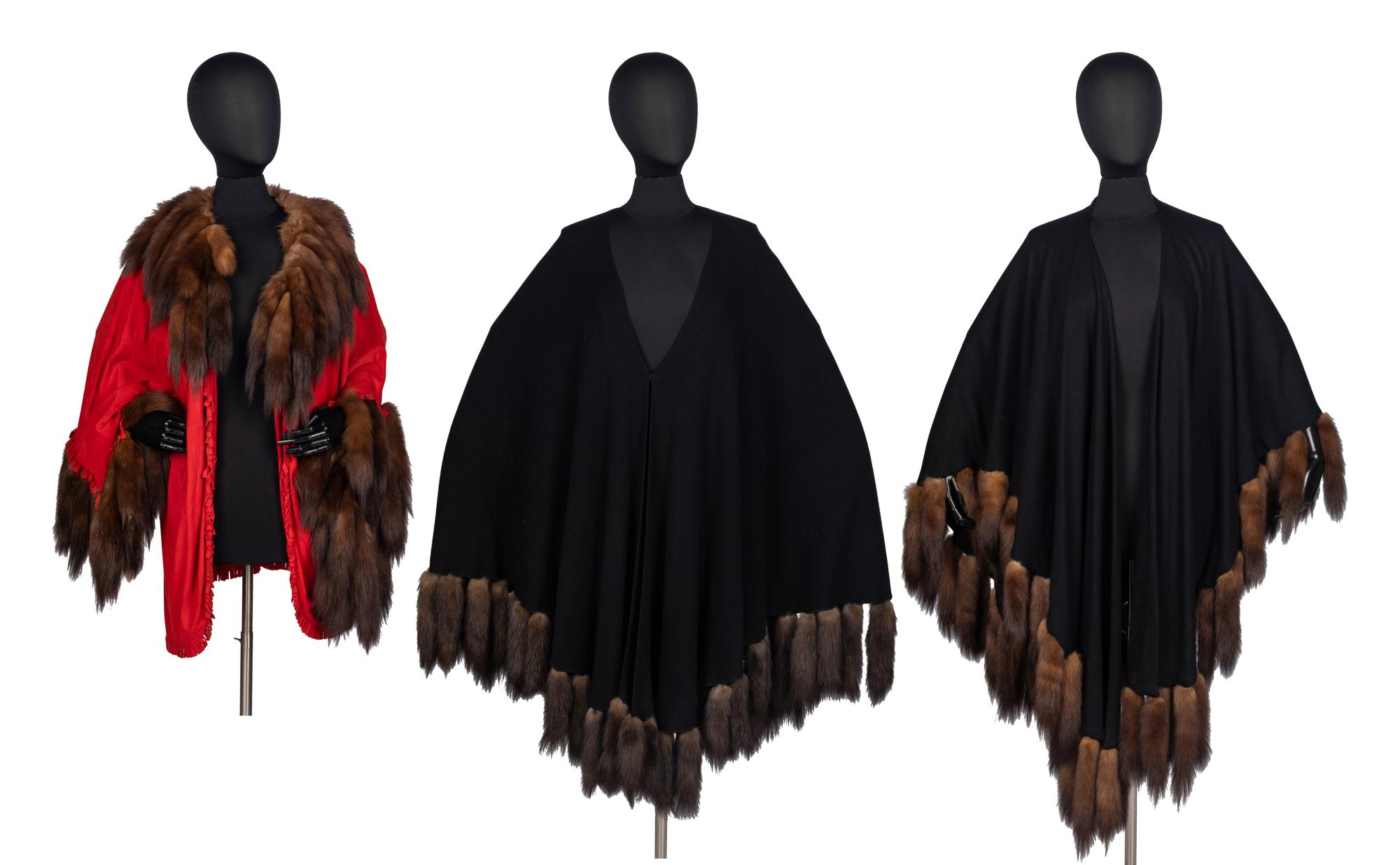 Three Adrienne Landau Fur-Trimmed Capes