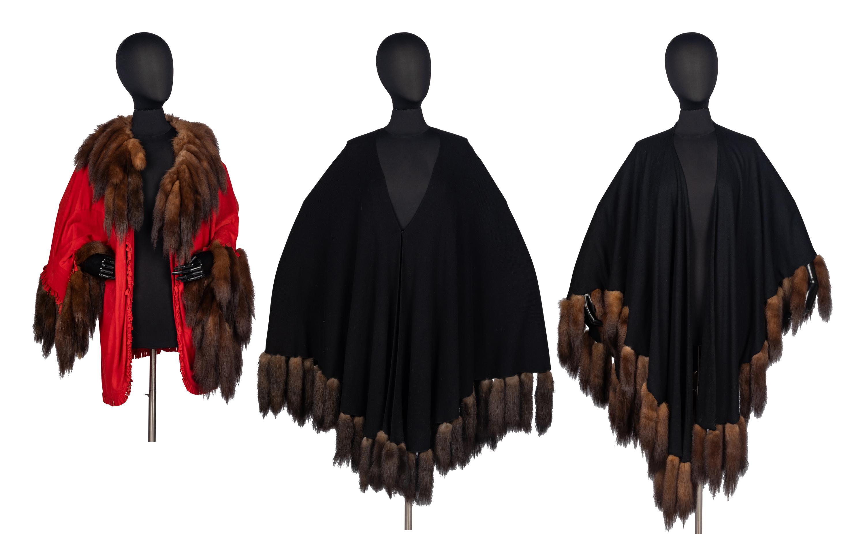 Three Adrienne Landau Fur-Trimmed Capes