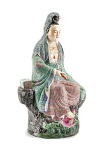 A Chinese Enameled Porcelain Figure Height 25 inches.