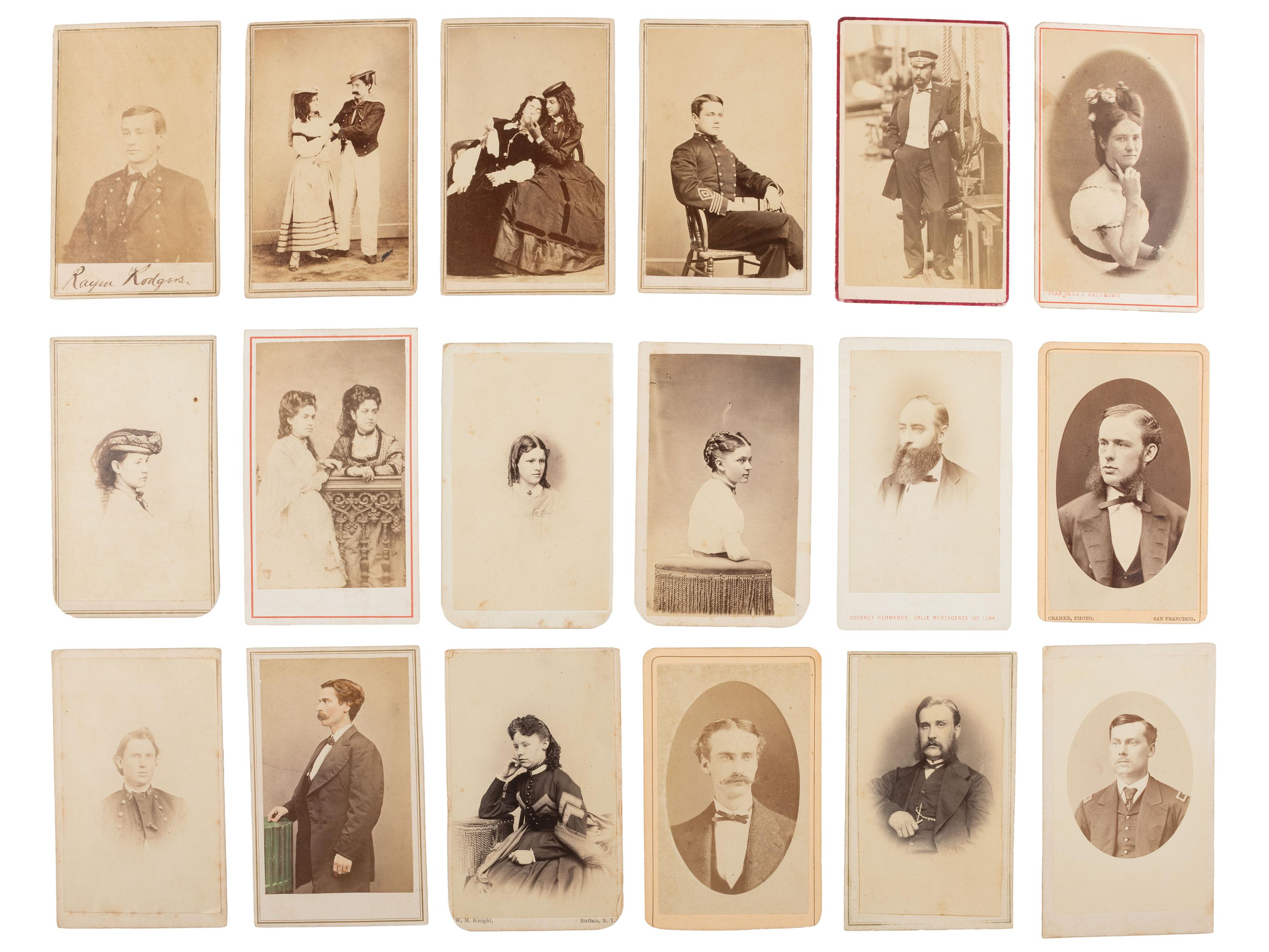 [CIVIL WAR] 2 CDV albums cont. portraits of soldiers, naval subjects, and North and South Americans.