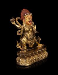 A Tibetan Gilt Bronze Figure of Bodhisattva Vajrapani