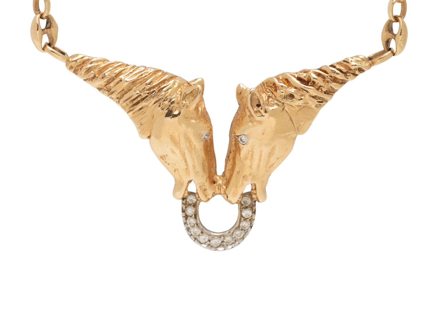 YELLOW GOLD AND DIAMOND HORSE NECKLACE