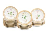 A Set of Twenty Royal Copenhagen Flora Danica Porcelain Dessert Plates